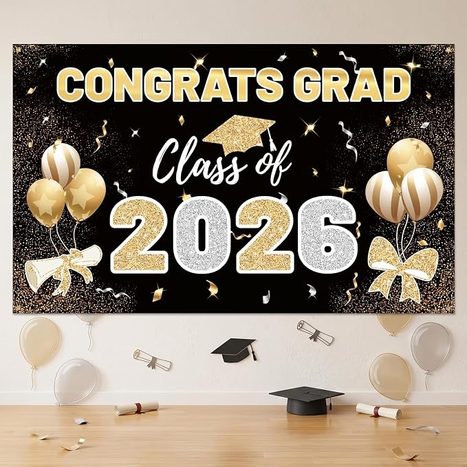 2026 Graduation Backdrop Black by Unknown