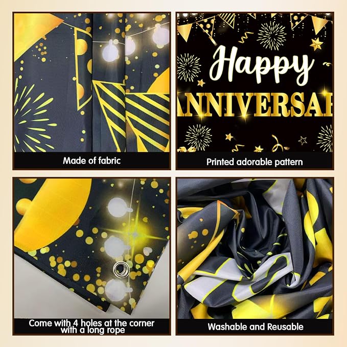 Happy Anniversary Decorations, Backdrop 5.9 x 3.6Ft - Image 2
