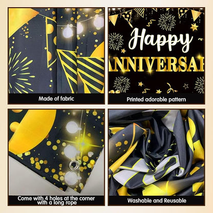 Happy Anniversary Decorations, Backdrop 5.9 x 3.6Ft - Image 2