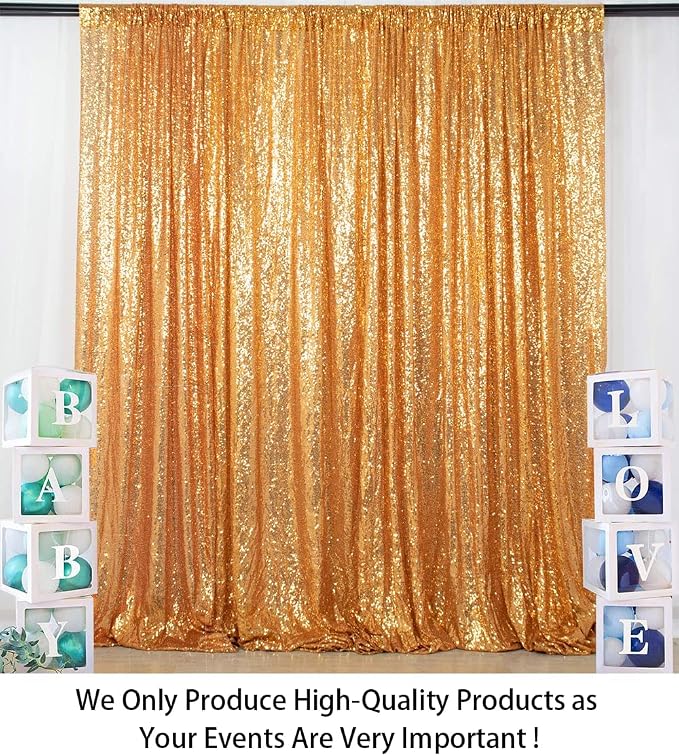 ShinyBeauty Gold-Sequin BACKDROP-8FTx10FT Sequin Photo Backdrop, Photo Booth - Image 2