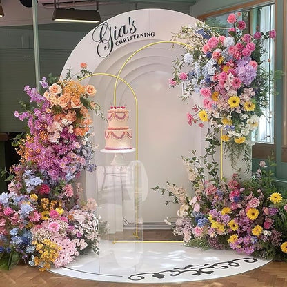 Wedding Arch Backdrop Stand Set of 2 Aluminum Gold Arched Frame - Image 2