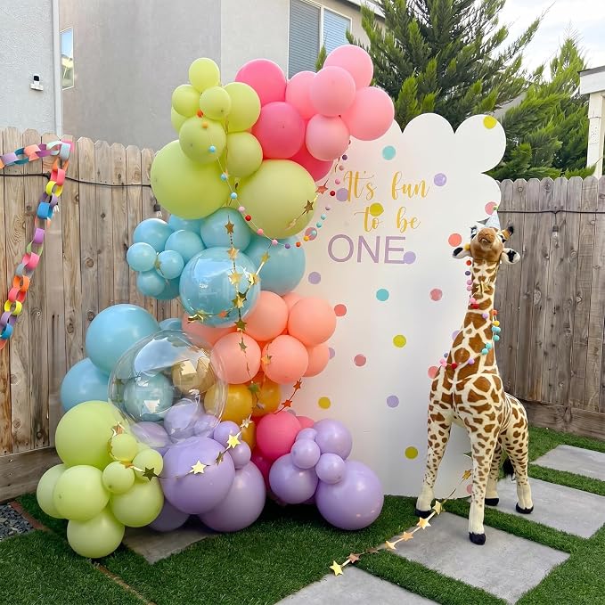 Boho Rainbow Balloons 60 Pcs Hippie Floral Wildflower Retro Pink Green Yellow - Image 3