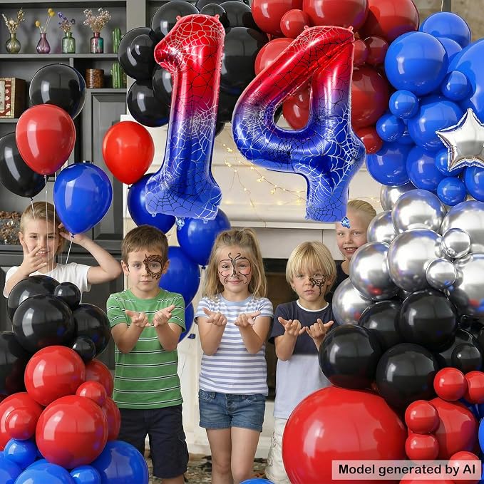 40 Inch Spider Theme Number Foil Balloons, Large Number 14 Balloons - Image 4