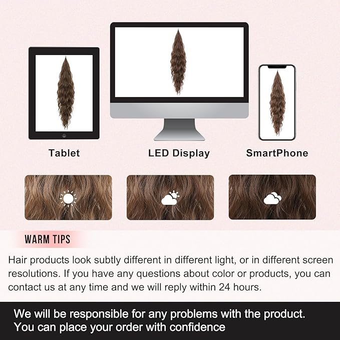 Flufymooz Ponytail Extension, Flexible Wrap Around Ponytail Extension Long Wavy Curly Hair Extensions Natural Synthetic Hairpiece for Women 32 Inch (Chocolate Reddish Brown)