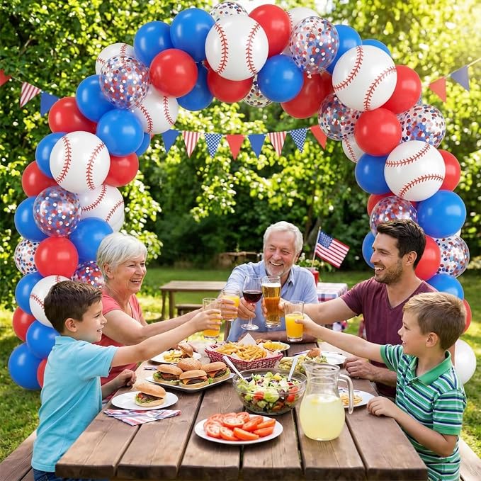 Red Blue and White Baseball Balloons, 12 Inch Printed Baseball Balloon - Image 7