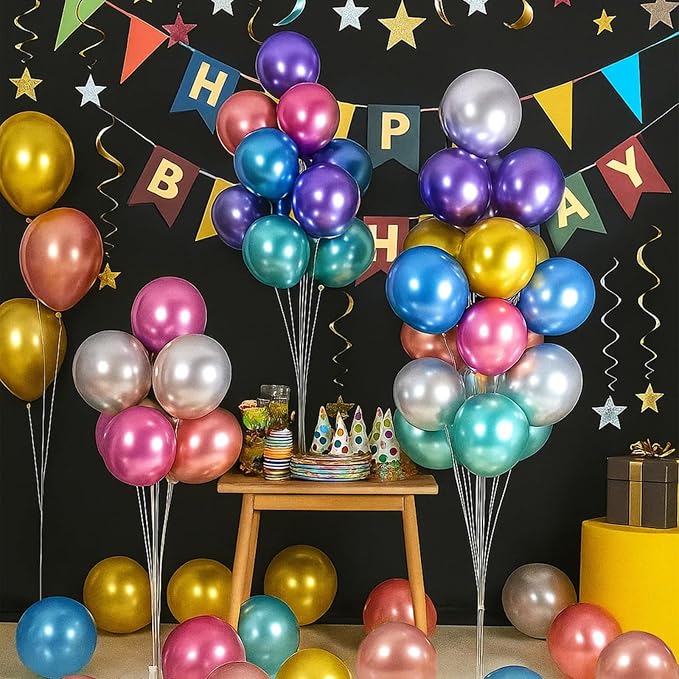 Patimate Metallic Colorful Chrome Latex Party Balloons 100 Pack 12 Inch | - Image 2