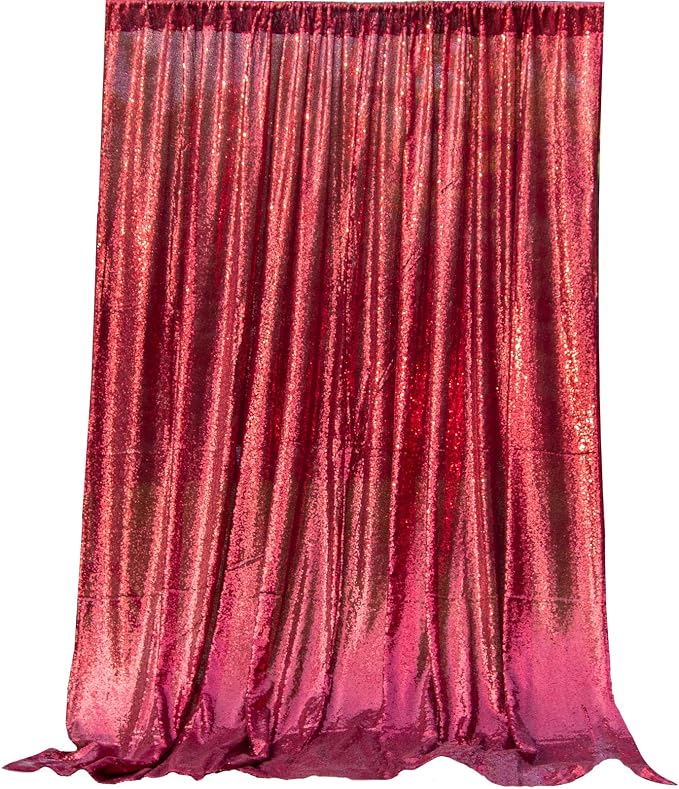 JYFLZQ Burgundy Sequin Backdrop Curtains 2ft x 8ft 2 Panel Glitter Photo Booth - Image 8