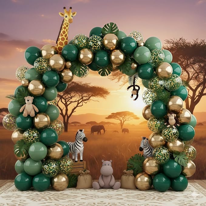 Sage Green and Gold Balloons, 12 Inch Emerald Forest Hunter Dark Green Metallic - Image 7