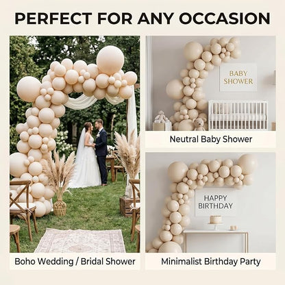 102pcs Sand White Balloons Garland Arch Kit, 18 12 10 5 Inch Balloons | - Image 4