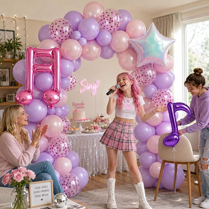 Pink Purple Music Note Iridescent Star Balloons - Image 5