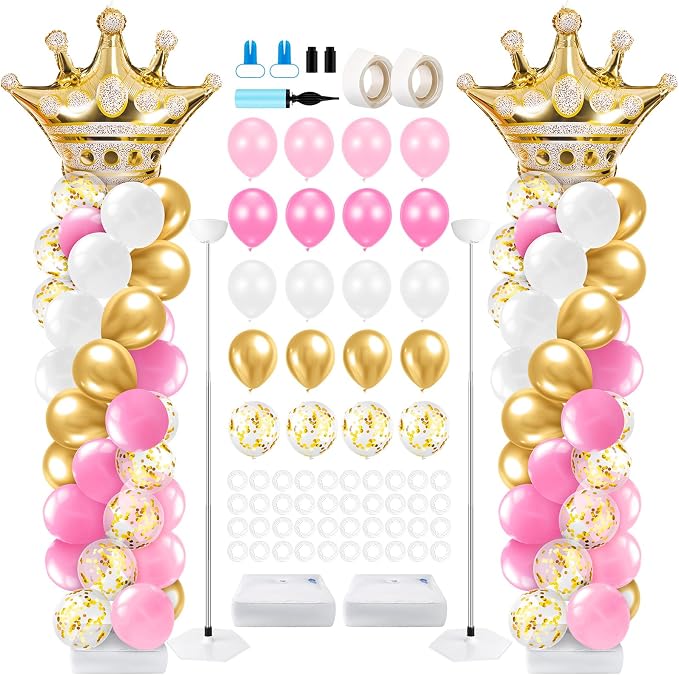 Kasyat 2 Sets Princess Party Balloon Column Stand Kit by Kasyat