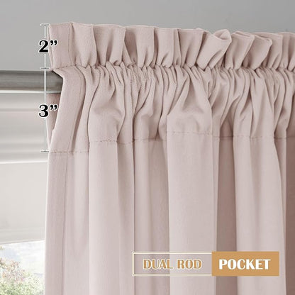 Beauoop Velvet Curtains for Bedroom Living Room Pink 52x108 2 Panels | Soft - Image 9