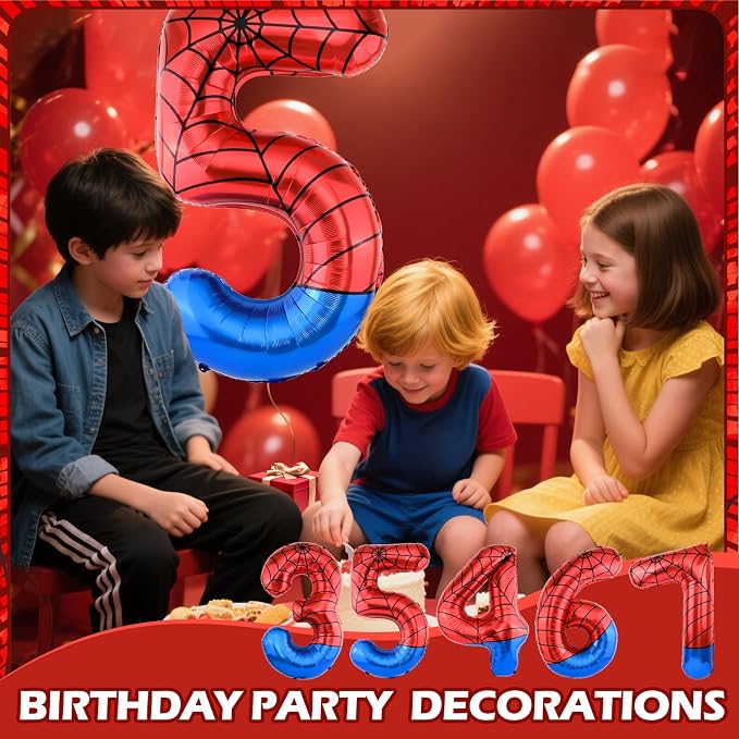 40 Inch Vibrant Spider-Themed Number Foil Balloons - Image 6