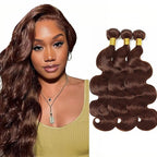 Chocolate Brown Bundles Human Hair Color 4 Body Wave Bundle Brazilian Virgin Remy Hair 3 Bundles 18 20 22 Inch Niegmeag Double Weft Dark Brown Body Wave Bundle 300g