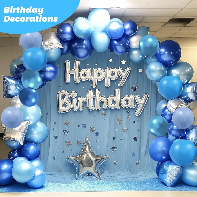 RUBFAC Blue Balloons, Light Blue Birthday Balloons 65pcs Pearl Pastel Party - Image 6