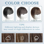 Clip in Bangs Real Human Hair 360° Cover French Bangs Dark Brown Bangs Hair Clip 3D Fake Bangs with Fringe Hairpieces for Women Daily Wear