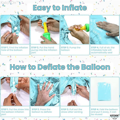 KatchOn Light Blue 4 Balloon Number 40 Inch | 4 Foil Balloon, Light Blue Four - Image 5