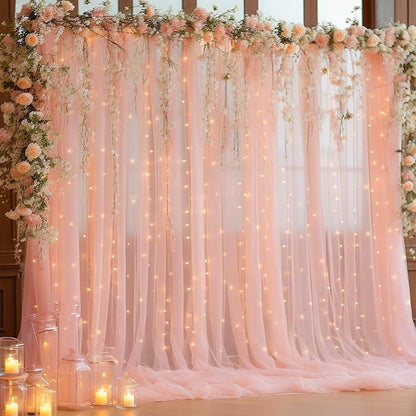 10x10ft Peach Tulle Backdrop Curtain by Partisky
