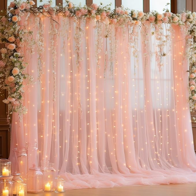 10x8ft Peach Tulle Backdrop Curtain by Partisky