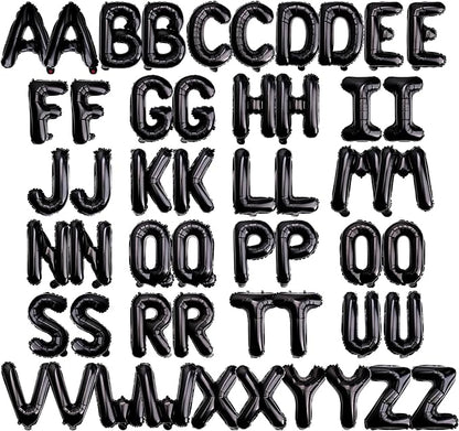 16 Inch 52Pcs Black Letter Balloons Shiny A-Z Foil Balloon Letters | Reusable by Makeyourpartypop