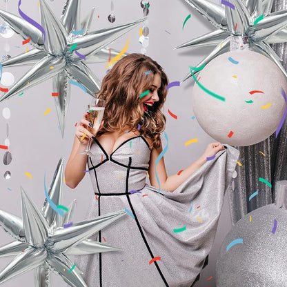 60Pcs Silver Star Balloons Birthday Decorations Explosion Mylar Balloons 12 - Image 2