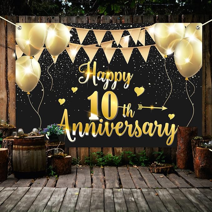 HAMIGAR 6x4ft Happy 10th Anniversary Banner Backdrop - Image 5