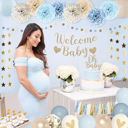 Amandir Dusty Blue Baby Shower Decorations - Image 5