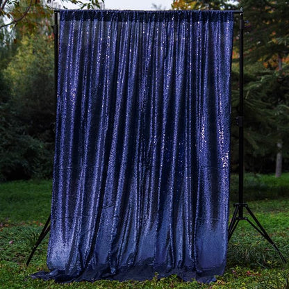 JYFLZQ Navy Blue Sequin Backdrop Curtains 4ft x 6.5ft 1 Panel Glitter Photo - Image 2