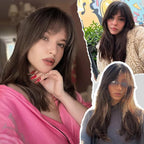 Hair Topper for Women Clip in Bangs – 18 Inch Medium Length Straight 360° Full Coverage Dark Brown,Synthetic Natural Looking Piece for Thinning Hair