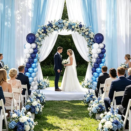 Navy Blue Silver and White Balloon Column Stand Kit Set of 2 - Image 7