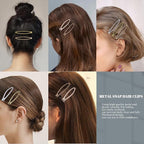 16 PCS Snap Hair Clips Metal Barrettes for Women Non Slip Barrettes for Thick and Thin Fine Hair,Silver Gold Brown Rose Gold,2.36 x 0.43 Inches.