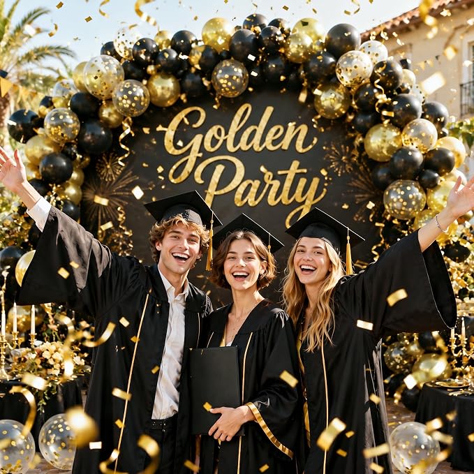 Black and Gold Balloons, Baby Shower, Anniversary, Graduation, Wedding Party - Image 7