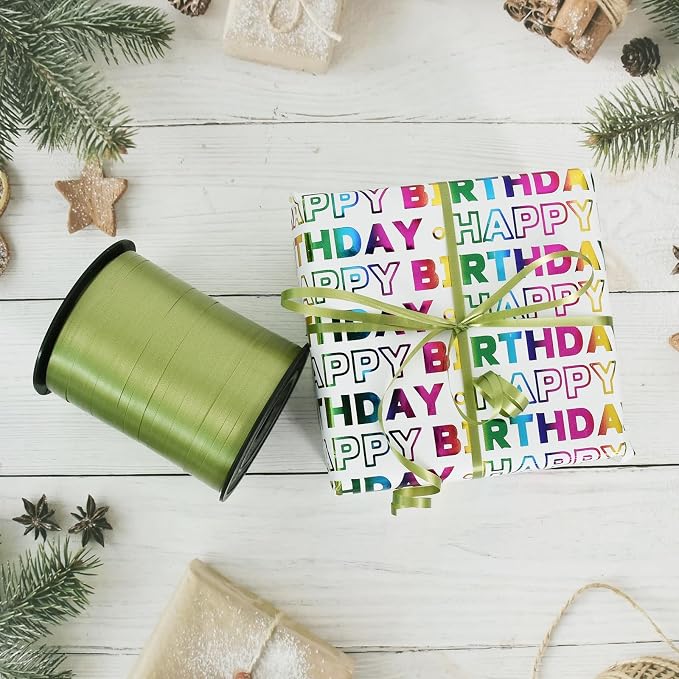 TONIFUL 500 Yards Olive Green Curling Ribbon Balloon String Gift Wrapping | - Image 4