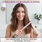 NITION Ceramic Tourmaline Hair Straighteners LCD Flat Iron MCH 10s Fast Heating Up. 1" Smooth 3D Floating Plate Healthy Straightening Tools. Travel Pouch Bag. Dual Voltage. Luxury Gift Box