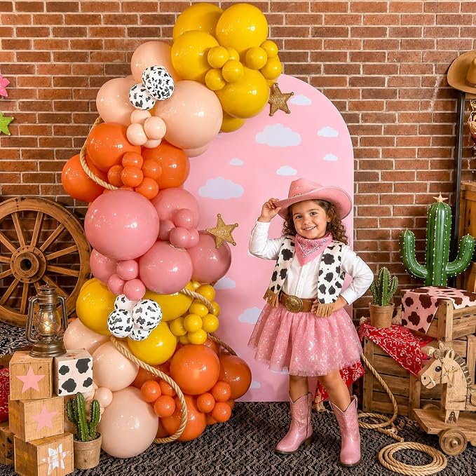 HILAVO Cow Print Balloons, 12 Inch Retro Orange and Pink Yellow Sand White - Image 3