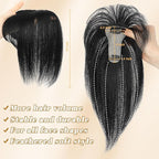 NAYOO Hair Toppers for Women Real Human Hair, 360° Cover Clips in Full Fringe Fake Bangs Hair Pieces for Women Girls Daily Wear(Natural Black)