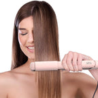 AINA Hair Straightener Comb, Flat Iron with Comb | Titanium Iron 450F | Dual Voltage Hair Straightening | Curling 2 in1 | Resolve Tangled | frizz Free (Babe Pink)