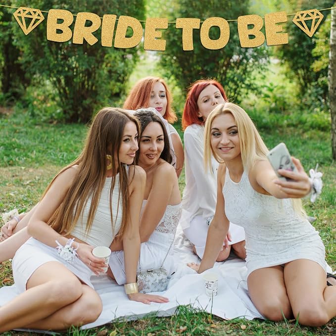 Glitter Champagne Gold Bride to be Banner Bachelorette Party Banner DIY Banner - Image 9