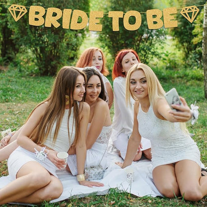 Glitter Champagne Gold Bride to be Banner Bachelorette Party Banner DIY Banner - Image 9