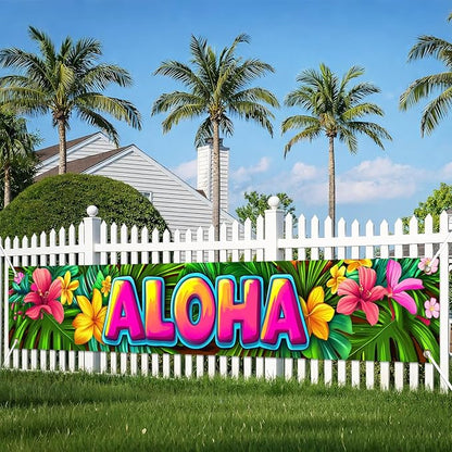 HOMETITUTE Luau Party Decorations Aloha Hawaiian Fence Banner 118 x 20 Inch | - Image 6