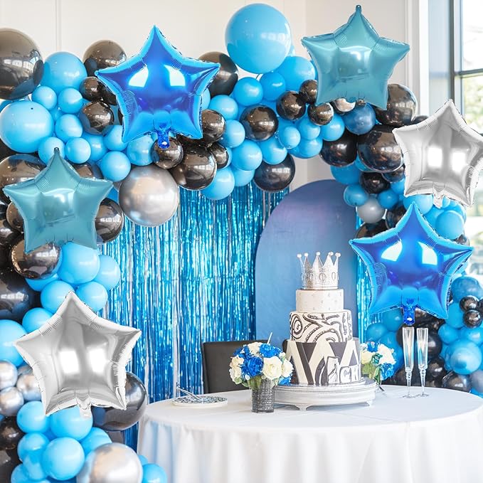 Blue Silver Star Foil Balloons, 18 Inch Metallic Stars Balloon - Image 5