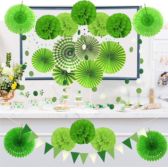 Party Decoration, Pom Poms Flowers, Garlands String Polka Dot and Triangle - Image 6