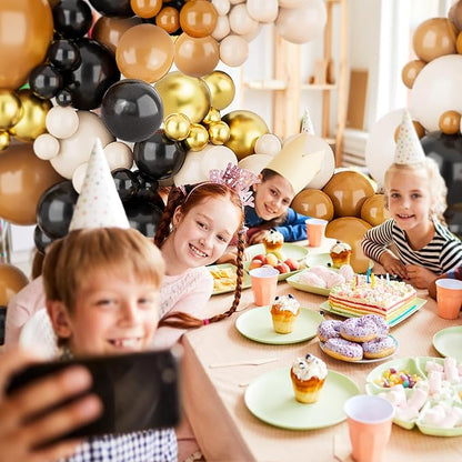 Brown Black Balloons Arch Garland Kit-123Pcs Metallic Gold Balloon Sand White - Image 5