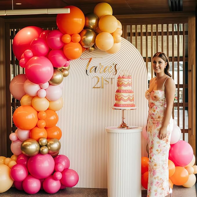 Pink and Orange Balloon Arch Kit, Hot Pink Orange Peach Garland Balloon - Image 7