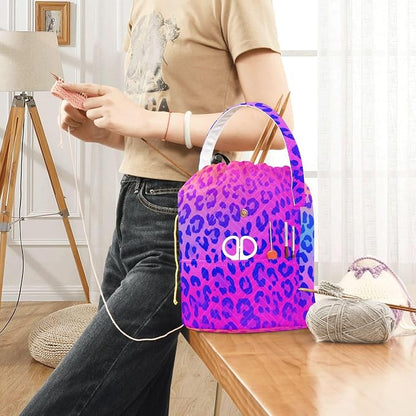 Gradient Leopard Print 01 Yarn Bag Small Crochet Bag Drawstring Yarn Storage - Image 6