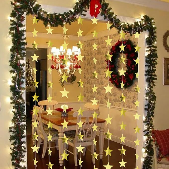 BEISHIDA Gold Glitter Star Garland Decor Twinkle Star Banner Backdrop - Image 5