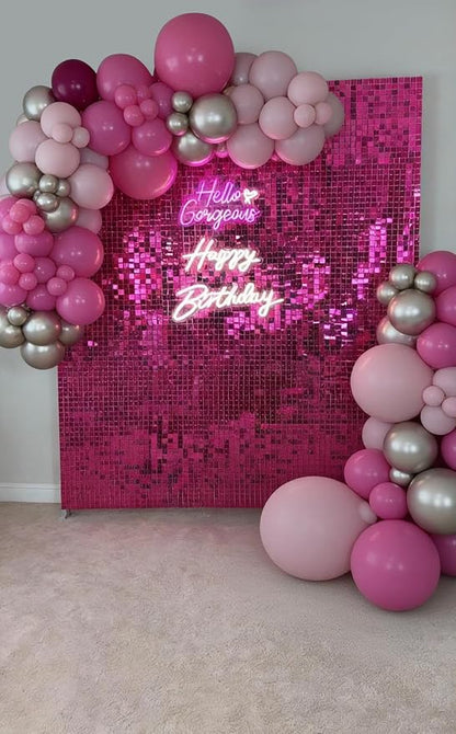 HotPink Shimmer Wall Backdrop, 24 Panels, 6x4 Ft Photo Backdrop | wedding - Image 2
