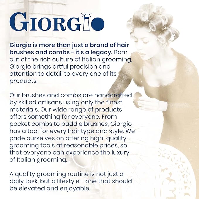 Giorgio G53 Wide Tooth Comb for Curly and Thick Hair - Handmade Detangler Rake Comb for Wet or Dry Hair, Hand Polished (8")