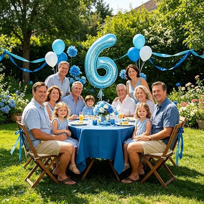 40 Inch Light Blue Number 6 Balloon | 6 Birthday Balloon - Image 6