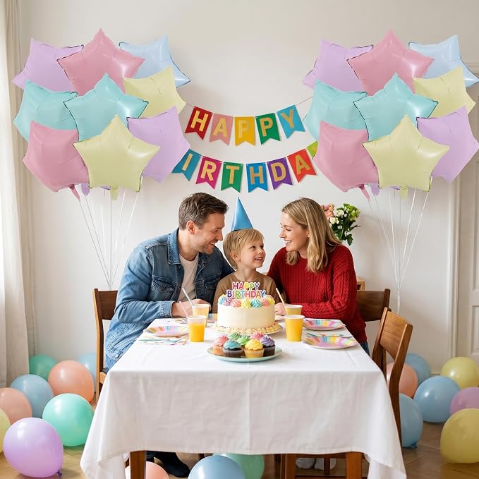 TONIFUL 15 Pack Pastel Colorful Star Foil Balloons | 18 Inch Mylar Star Shaped - Image 5